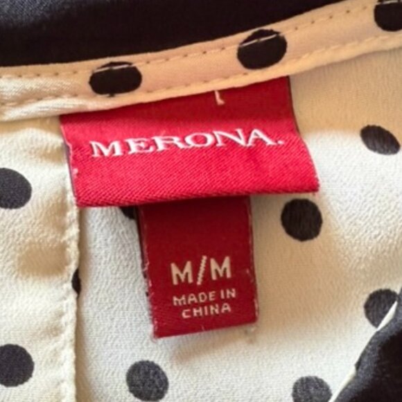 Merona Black and Cream Polka Dot Short Sleeve Blouse - Picture 7 of 7